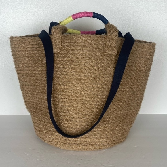 Gap Jute Market Bag Large Hobo Hippie Beach Bohemian Natural Waves Summer Tan - Picture 3 of 10